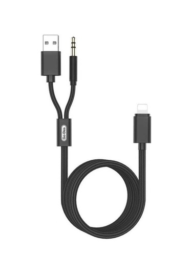 Go Des GAC-306 2 in 1 Aux Kablo Lightning to 3.5 mm & USB Ses Kablousu - ZORE-220419