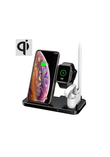 Yeni Özel Model Dört-in-bir Kablosuz Şarj Cihazı, Apple Cep Telefonları, Saatler, Kulaklıklar İçin Dikey Kablosuz Şarj Standına Uygundur.