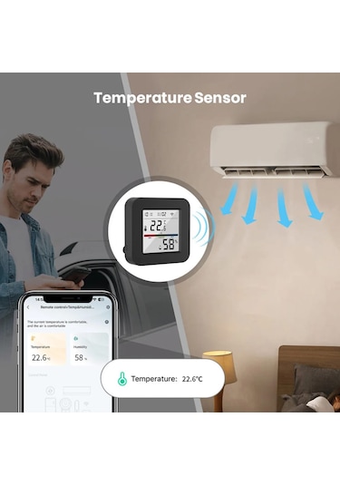 Akıllı Tuya Kumanda 3 İn 1 Isı ve Nem Göstergeli Ekranlı