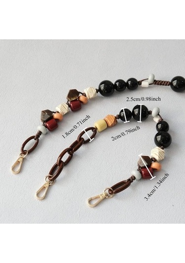 Fochsia 25.2 İnç Akrilik Boncuk Zincir Moda Ahşap Bileklik Çıkarılabilir Askı Aksesuar Çapraz Body Çanta Kayışı Dıy Cüzdan Yapımı