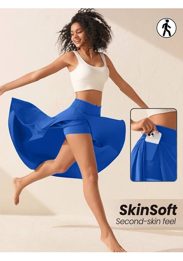 Kadın Cep Detay Taytlı Sandy Etek Saks Mavi