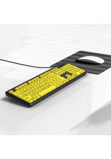 Springsun Yaşlılar İçin Büyük Tuşlu Usb Klavye - Sessiz, Suya Dayanıklı, Yüksek Kontrastlı