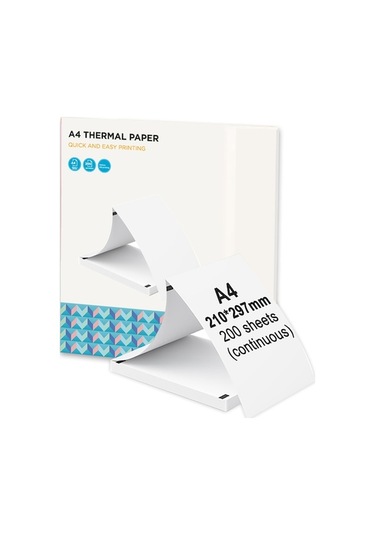 A4 Termal Yazıcı Kağıdı 200 Yaprak - Suya Ve Yağa Dayanıklı, Peripage A40 Uyumlu