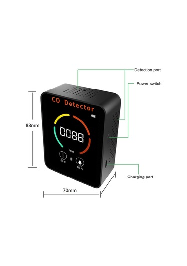 Lemestar Ev İçin Bluetooth Uygulamalı Co Monitörü - Sıcaklık Ve Nem Tespiti, Alarm Fonksiyonu, Lcd Ekran, Dahili Li-pol Batarya Siyah
