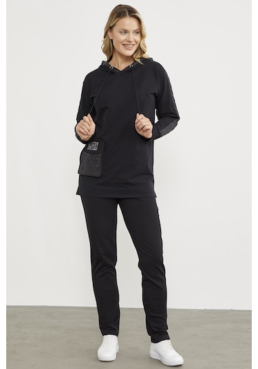 Rahat Kalıp Büyük Cepli Eşofman Takım - Siyah 001