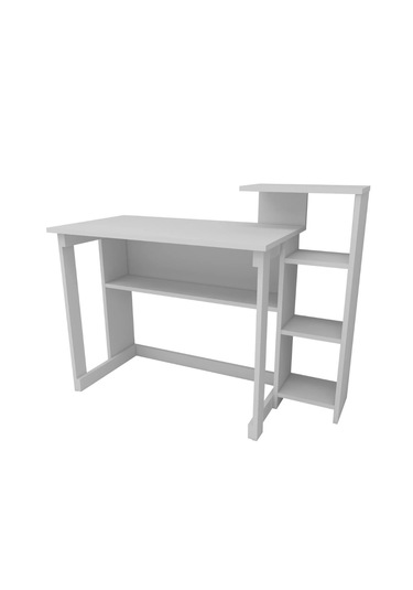 Reyo Home Enda Saye 5 Raflı Kitaplıklı Çalışma Masası Beyaz