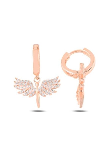 Gümüş Mikail Meleği Küpe Rose