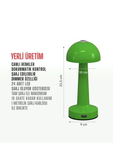 Zenlight Mantar Masa Lambası 320-4 Yeşil