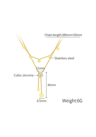 Sones Opk Gx2435 Vintage Basit Çift Katmanlı Yığılmış Püskül Çiçek Kolye Paslanmaz Çelik Kolye