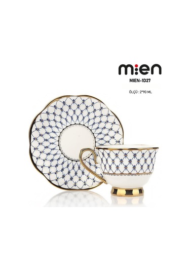 Mien 2 Kişilik 90 Ml Yaldızlı Porselen Fincan Takımı Beyaz