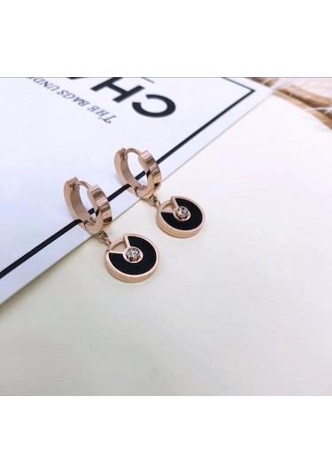 Happy Rose Renk Kararmayan Bayan Çelik Halka Küpe Rose Gold