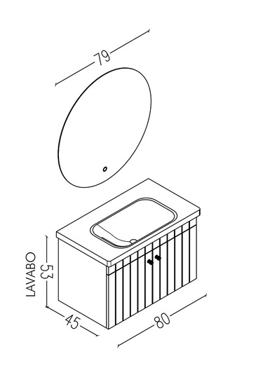 Avien 80 Cm Banyo Dolabı Orz Led Aynalı Lacivert- Boy Dolap Hariç Lacivert