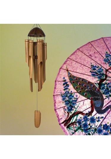 Rüzgar Çanları 90cm 18 Tüpler Bambu Rüzgar Zil El Yapımı İç Mekan Dış Duvar Asma