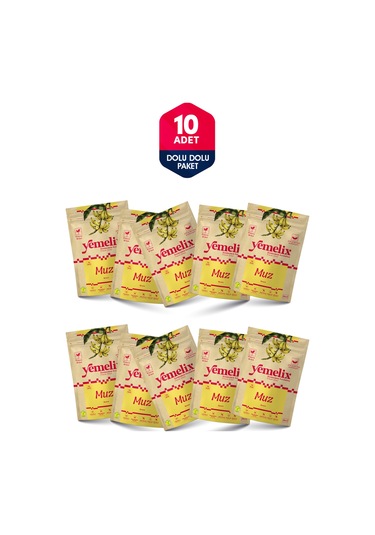 Freeze Dried 10'lu Dolu Dolu Paket Muz Kuru Meyve Cipsi - Dondurularak Kurutulmuş Muz 20gx10 200 G