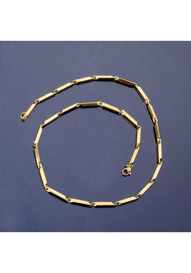 Erkek Çelik Zincir Kolye Altın Sarısı Takı Aksesuar K24 T5