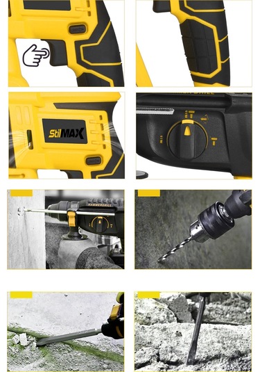 Stlmax AKD-36 36 V 5 Ah Çift Akülü Şarjlı Kırıcı Delici