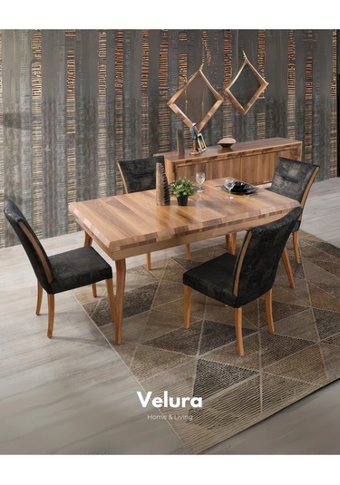 Marif Yemek Odası Takımı Yemek Masası + 4 Adet Sandalye Kahverengi