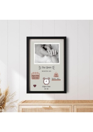 Yeni Doğan Bebek Bilgileri Yazılı Kişiye Özel Bebek Odası Çerçeve
