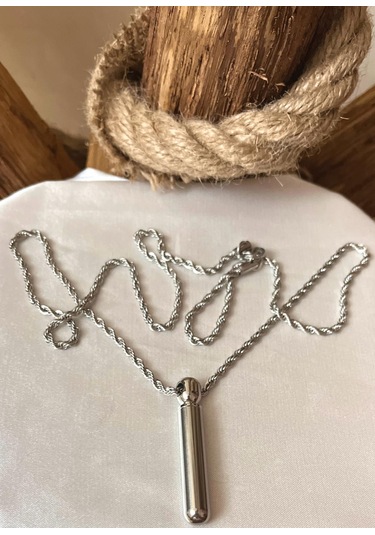 Gns Aksesuar Burgu Çelik Kapağı Açılan Bar Uç Unisex Kolye