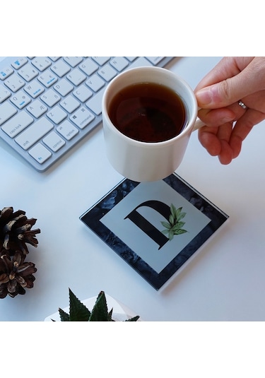 Decorita Cam Bardak Altlığı D Harfli Tasarım 4'lü Takım 10 x 10 CM Çok Renkli