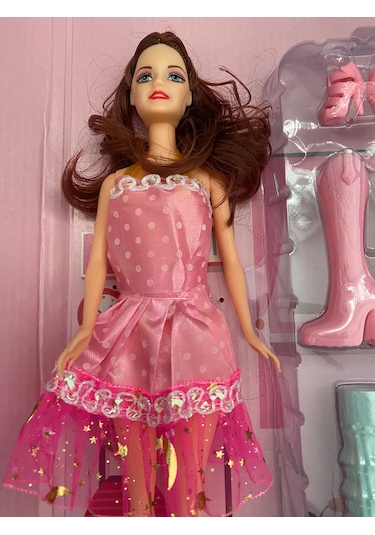 Çizmeli Aksesuarlı Elbiseli Model Bebek 25 Cm