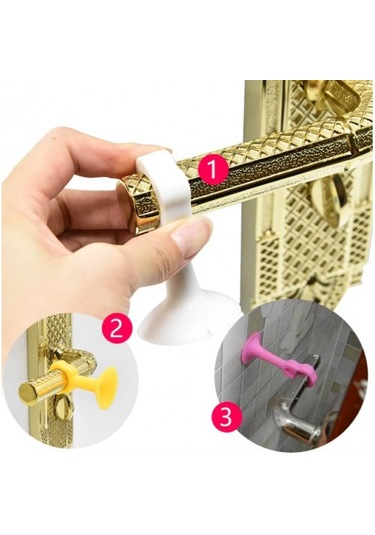 Vantuzlu Geçmeli Kapı Kolu Stoper 4lü Set Ev Gereçi