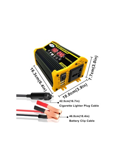 Legend Iı Generation 12v - 110v 4000w Modifiye Kare Dalga Araba Güç Çeviricisi Siyah