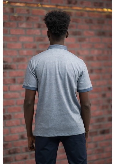 Advante Regular Fit Likralı Pano Desenli Polo Yaka T-shirt Lacivert