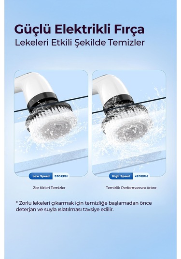 Robo 8 Başlıklı Şarjlı Dijital Temizlik Fırçası