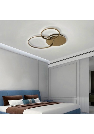 Tavan Led Avize Circlander 45-35-25cm Üçlü Plafonyer Siyah - Sarı