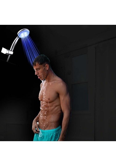 Ranyeek Rgb Renkli Su Akışı İle Çalışan Led Duş Başlığı, Sıcaklık Algılayıcı Isıye Göre Renk Değişimi Yeşil/mavi/kırmızı Gümüş