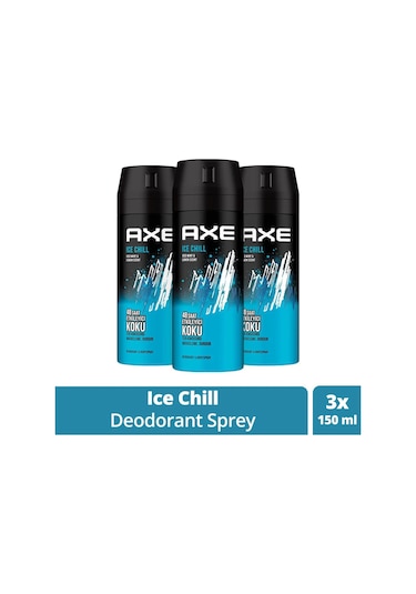 3 Adet Axe Ice Chill Erkek Deodorant Sprey 150 Ml