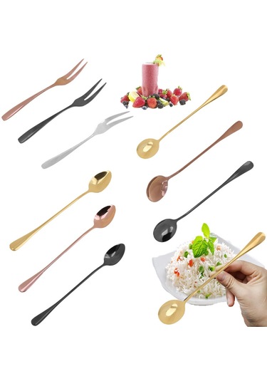 Suntek Paslanmaz Çelik Kokteyl Çatalı Yemek Tatlı Kek Salata Meyve Çatalı