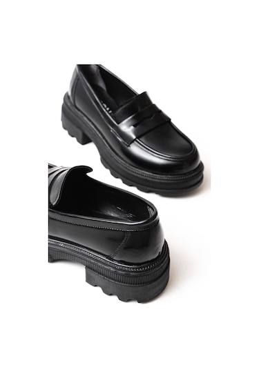 746-759 Siyah Rugan Günlük Yüksek Tabanlı Loafer Ayakkabı SIYAH RUGAN