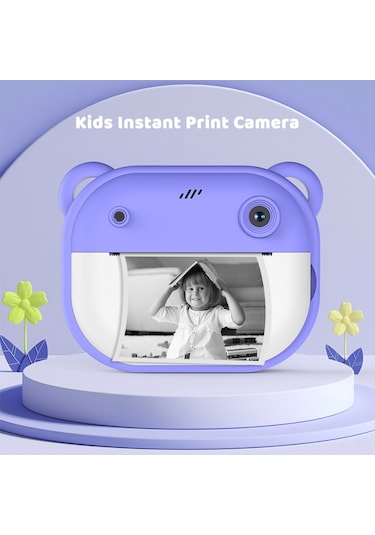 Springsun Çocuklar İçin Anında Yazıcı Kamera - 1080p Video, Çift Kamerali, 2" Hd Ekran, Dahili Li-pil, Mor