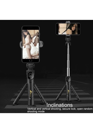 Vaorlo Taşınabilir Selfie Çubuğu Bluetooth Uzaktan Kumanda Üçü Bir Arada Entegre Zamanlayıcı Tripod Cep Telefonu Braketi