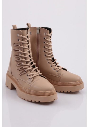 Dgn K9075 Kadin Bağcikli Silver Taş Bağcikli Bot K9075-1916-R12632 Ten Rengi