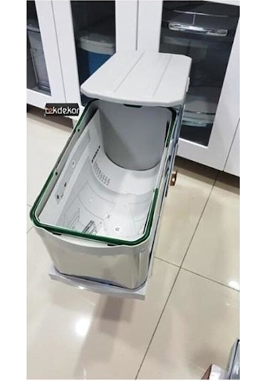 Çöp Kovası Paslanmaz Çelik Raylı S 2574 Kısa Boylu Antrasit - Gri