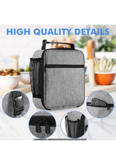 Ru-yalıtımlı Öğle Yemeği Çantası Rulo Üstlü Öğle Yemeği Kutusu Tote Öğle Yemeği Çantası Açık Gri --