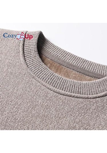 Cozy Up Erkek Peluş Ve Kalınlaştırılmış Örme Kazak Termal Sıcak Kazak Dış Koyu Gri