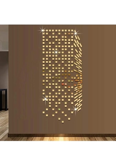 Dekor Süs Mozaık Ayna 200 Adet Plexi Dekoratif Ayna Gold Antre Ba Altın