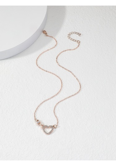 Uıowoo Zarif Kalp Kolye - İnce Zincir Klavye Kolye - Kadınlar İçin Şık Kolyesi - Özel Günler Ve Hediye İçin Altın - Rose Gold