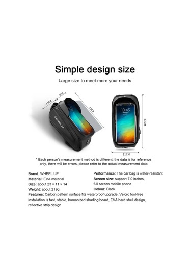 Moveevo Erkek Kadın Bisiklet Çantası, Pvc Materyal, Su Geçirmez Dokunmatik Ekran, 23x11cm, Beyaz Işıklı, Dağ Bisikleti Üst Boru Çantası Beyaz