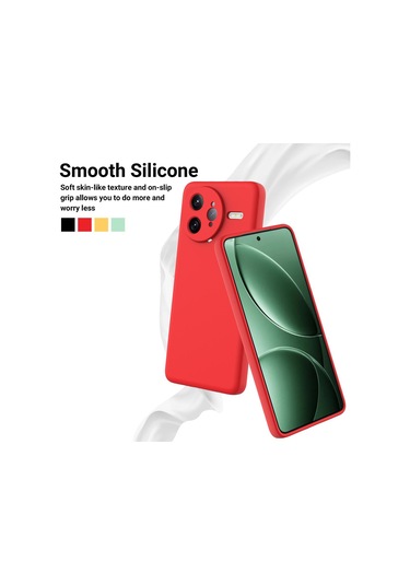 Xiaomi Poco F7 Ultra Düz Renk Sıvı Silikon Damlamaz Tam Kapsama Telefon Kılıfı Kırmızı