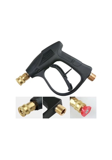 Vkemall Yüksek Basınçlı Yıkama Makinesi - 1l Köpük Flaske + G3 Hızlı Bağlantı Kısa Silah + 5 Renkli Uç Dış İğne M22 İç 14mm