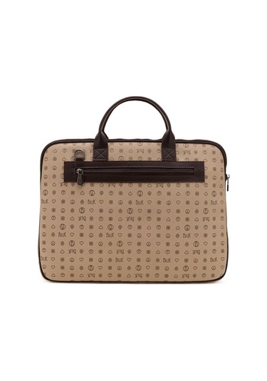 Bilik Deri Monogram Açık Vizon/kahve Unisex Laptop & Evrak Çantas Vizon - Kahverengi