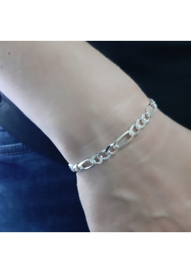 925 Ayar Gümüş Figaro Model Erkek Bileklik 5.5  Mm