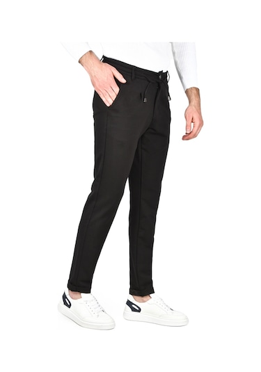 Deepsea Erkek Siyah Beli Lastikli Slim Fit Likralı Duble Paça Penye Spor Pantolon 2502385 Siyah Deepsea Erkek Siyah Beli Lastikli Slim Fit Likralı Duble Paça Penye Spor Pantolon 2502385 Siyah