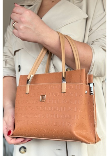 Jps- Just Polo Baskı Desenli Özel Seri El Ve Omuz Çanta Gq-4045-gd - Taba Kombin Taba