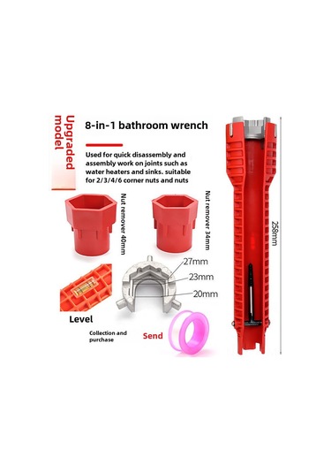 Geeksen Banyo Tesisatı Tamiri İçin Çok Fonksiyonlu Geniş Açılı Kısa Saplı Su Deposu Kurulum Aleti 8'li Su Deposu Anahtarı